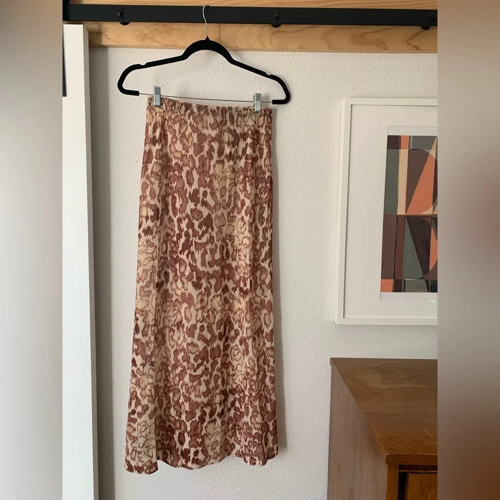 NWT Anthropologie The Tilda Maxi Slip Leopard Skirt: Velvet Edition, Size XS